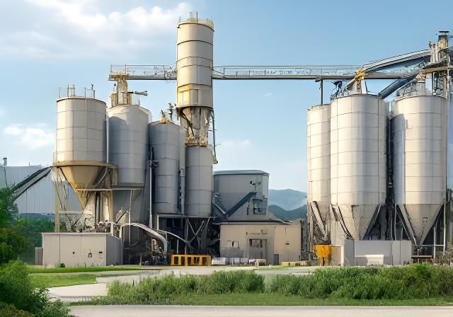 Nachhaltig organisierte Baustoffproduktion von Rote Palme Rohstoffe GmbH mit Rohstoffen, Silos und grünem Umfeld