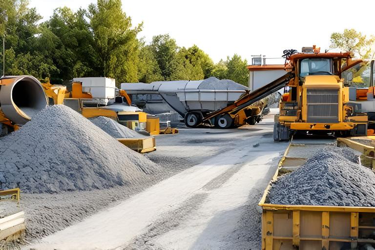Recycling-Beton auf einer Baustelle mit wiederverwendeten Zuschlagstoffen und präziser Verarbeitung
